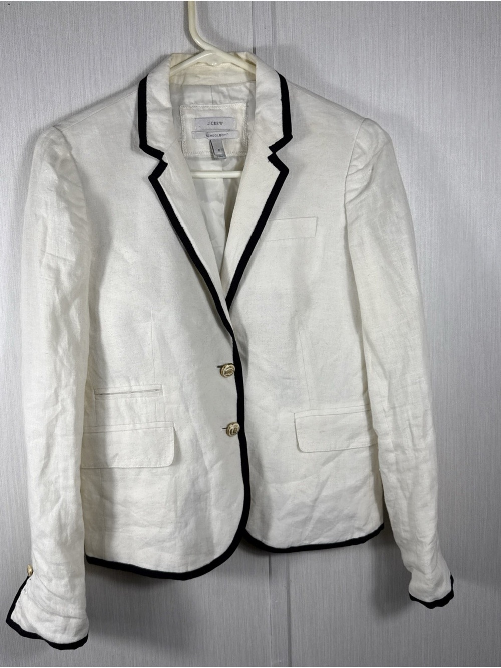 J. Crew White Blazer with Black Trim